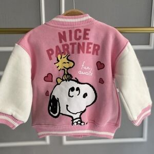 Zara Pink and White Sweatshirt Hoodie